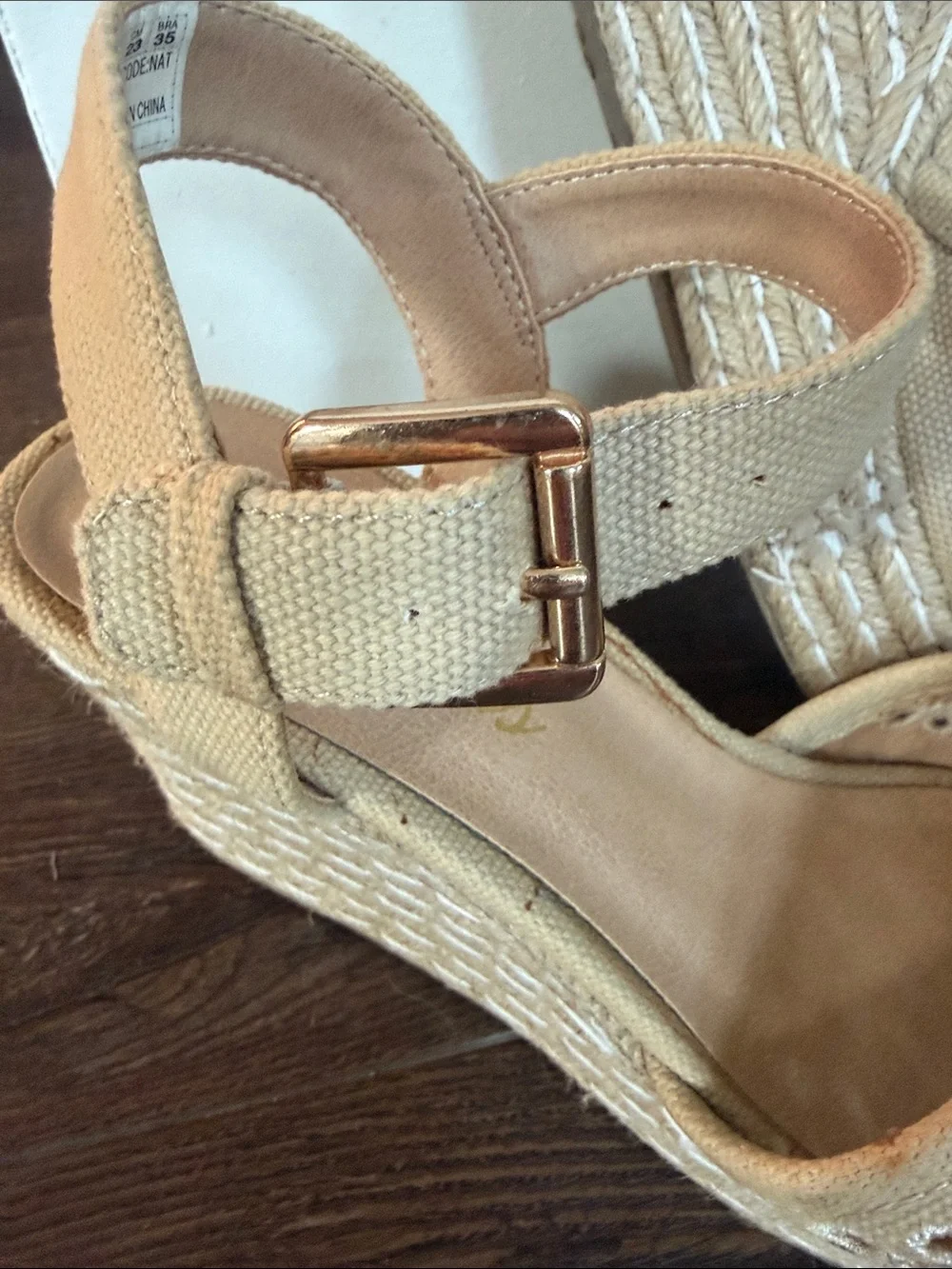 Skechers Beige Espadrille Wedge Sandals with Cutout Detail 6
